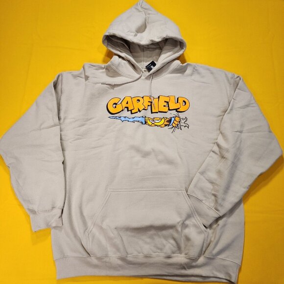Garfield Nickelodeon Scratching Claws Hanging Hoodie Sweatshirt Beige Size 2XL - Picture 2 of 10